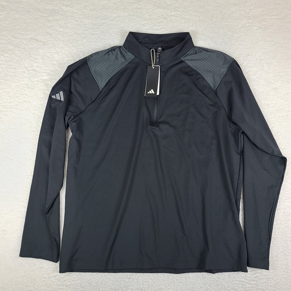 Adidas Sweater Mens XL Black Gray Performance Sweatshirt Golf NWT‎ NEW